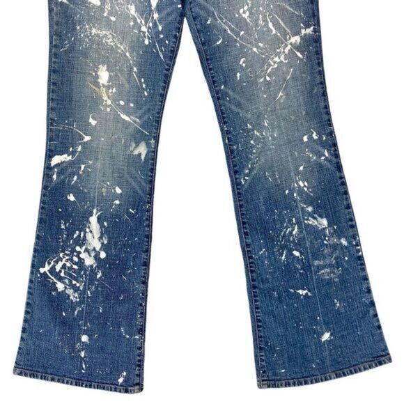 !It Jeans Distressed Paint Splatter Jeans Womens Size 11/12 Blue Denim Pants Y2K - Picture 4 of 13